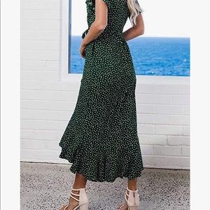 Zesica | Dresses | Zesica Womens Bohemiandark Green And White Wrap V ...